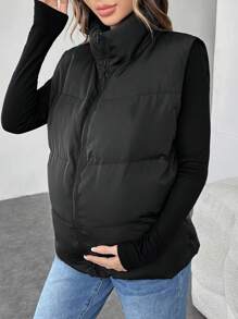 SHEIN Maternity Spring Zip Up Vest Jacket, Maternity Outerwear & Coats For Winter