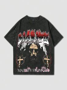 ROMWE MEN Street Life 男士休闲雪花图案印花短袖 T 恤，适合春夏季、学校