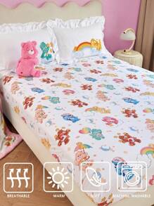 SHEIN X Care Bears 1pc Cute Cartoon Bear All-Over Print Ruffle Trim Fitted Sheet, Gifts,Suitable For Children Single/Double/Queen/King Bed - Multicolor - View 8