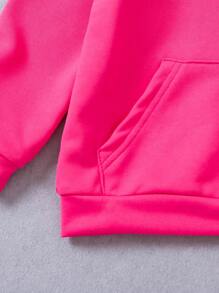 SHEIN 3 件套儿童年轻女孩经典简约舒适连帽运动衫套装，秋冬 - 彩色 - 查看 7