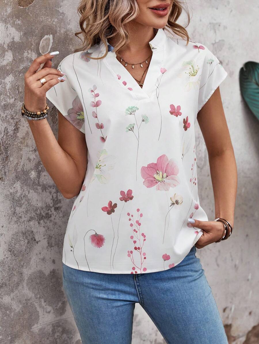 EMERY ROSE 女式春季花卉印花衬衫