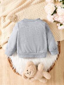 Baby Girl Crew Neck Long Sleeve Letter Print Casual Fashionable Sweatshirt