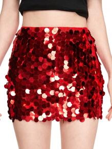 ROMWE Fairycore 圣诞派对红色闪亮亮片女士裙子，适合狂欢节 - 紅色 - 查看 6