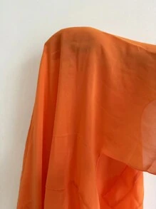 SHEIN Swim Summer Beach Solid Drop Shoulder Kimono - Orange - View 7