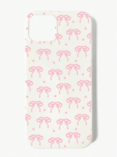 Kawaii 1pc Cute Pink Polka Dot Bow And Heart Pattern Phone Case