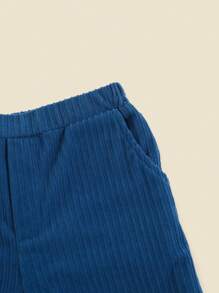 THE HAPPY LOOK Young Boys' Basic Casual Straight-Leg Pants With Elastic Waist, Slant Pockets, Corduroy Fabric, For Autumn & Winter