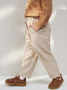 Blossori 男童弹力腰斜纹裤，秋冬返校季 - 卡其色 - 查看 7