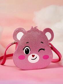 SHEIN X Care Bears Túi đeo chéo họa tiết gấu hoạt hình màu hồng dành cho nữ - Hồng - Xem 2
