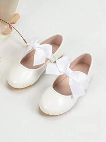 1 Pair Girls Casual Shoes With Bow Decoration, Student School Shoes