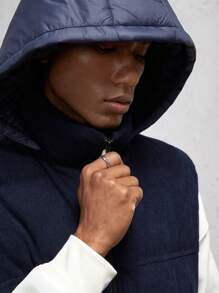 AKNOTIC Business Casual Áo khoác cardigan trùm đầu dệt kim vừa vặn cho nam, thích hợp cho mùa đông - Xanh đậm - Xem 9