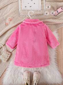 SHEIN 1pc Elegant Fashion Long Fluffy Coat For Baby Girls, Autumn/Winter