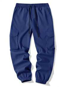 Manfinity Homme Men's Cargo Pants With Slanted Pockets - Navy Blue - View 4
