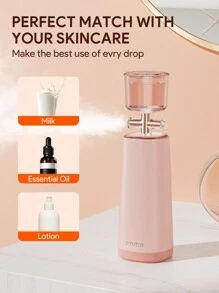 JMMO 面部喷雾，无线喷枪套装氧气面部喷雾 800mAh，便携式化妆喷枪，用于面部身体补水，护肤工具，美容和个人护理必备工具圣诞礼物，秋冬假期必备品露营度假必需品度假配件，露营用品 800mAh 电池容量 - 粉色 - 查看 4