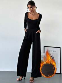 Firerie Áo thun giữ nhiệt dài tay cổ lọ thiết kế thanh lịch tối giản cho nữ - màu đen - Xem 4