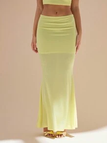 Glamine Falda tubo con pliegues elegante de cola de pez para mujer, verano