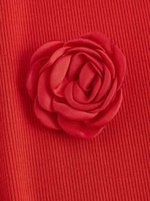 SHEIN MOD Women's Red Sleeveless Long Dress, New Year,Valentine Women Dress,Birthday Women Outfits,Floral Women Dress,Elegant Women Dresses,Party Women Outfits, Women Outfit - Red - View 3