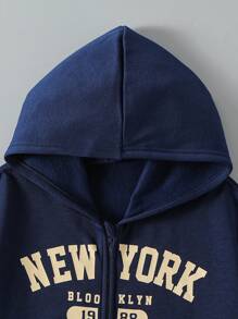 SHEIN Explorewe 2pcs/Set Teen Girls Casual Zip Up Hoodie Outfit