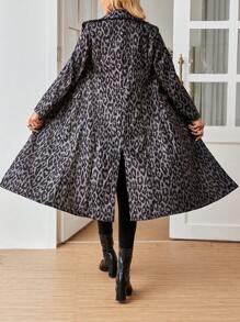 SHEIN Clasi Women's Elegant Vintage Urban Chic Leopard Digital Print Thick Woolen Jacket Fall Cloth For Women - Multicolor - View 2