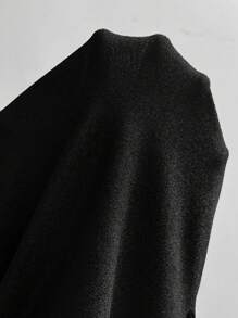 Chiquease 女式夏季纯色不对称领口修身长款优雅连衣裙 - 黑色 - 查看 5