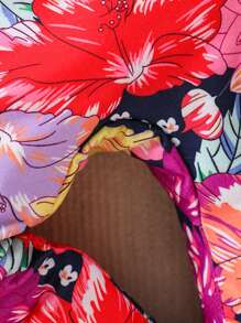 2pcs Baby Girls' Cute Floral Print Romper Set, Spring/Summer/Autumn