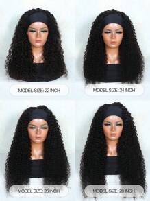 Kinky Curly Headband Wig Human Hair Wig With Head Band  Affordable Hair Replacement Headband Wig Ready Wear To Go Daily Use Natural Black Color - Natural Black - View 6