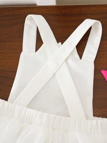 SHEIN Baby Girls Autumn Winter New White Fun Cute Cartoon Cosplay Casual Daily Holiday Bodysuit - Multicolor - View 7