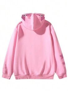 Manfinity Roghcode Men's Letter & Pentagram Print Zip-Up Casual Pink Hoodie, Vacation, Funny , Star , Long Sleeve , Friends, Pink Zip Up Hoodie, Pink Star Hoodie, Pink Streetwear Hoodie, For Fall Winter