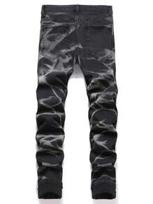 Chillumni 男式破洞紧身破洞休闲牛仔裤，带口袋，垃圾摇滚