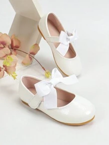 1 Pair Girls Casual Shoes With Bow Decoration, Student School Shoes