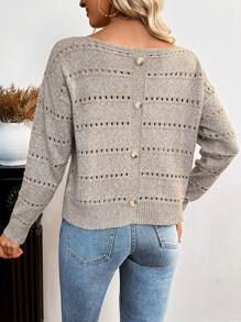 SHEIN LUNE Suéter de punto calado con hombros caídos