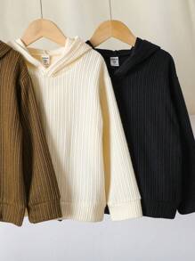 SHEIN 1pc Young Boy Plain Long Sleeve Hooded Sweatshirt, Casual Everyday Wear