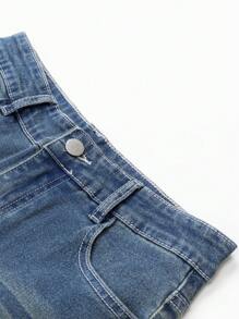 SHEIN Adolescente menina cruz strass flare casual versátil jeans