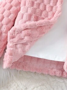 Conjunto de 3 piezas para niñas preadolescentes: Chaqueta reversible esponjosa y texturizada, Top de unicolor, Pantalones campana para uso casual y de oficina - Rosa - Ver 8
