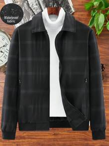 Manfinity Homme Slim-fit casual geruite herenjas met printkraag, herfst-winter