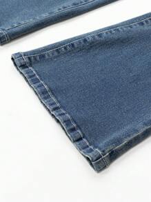 SHEIN Adolescente menina cruz strass flare casual versátil jeans