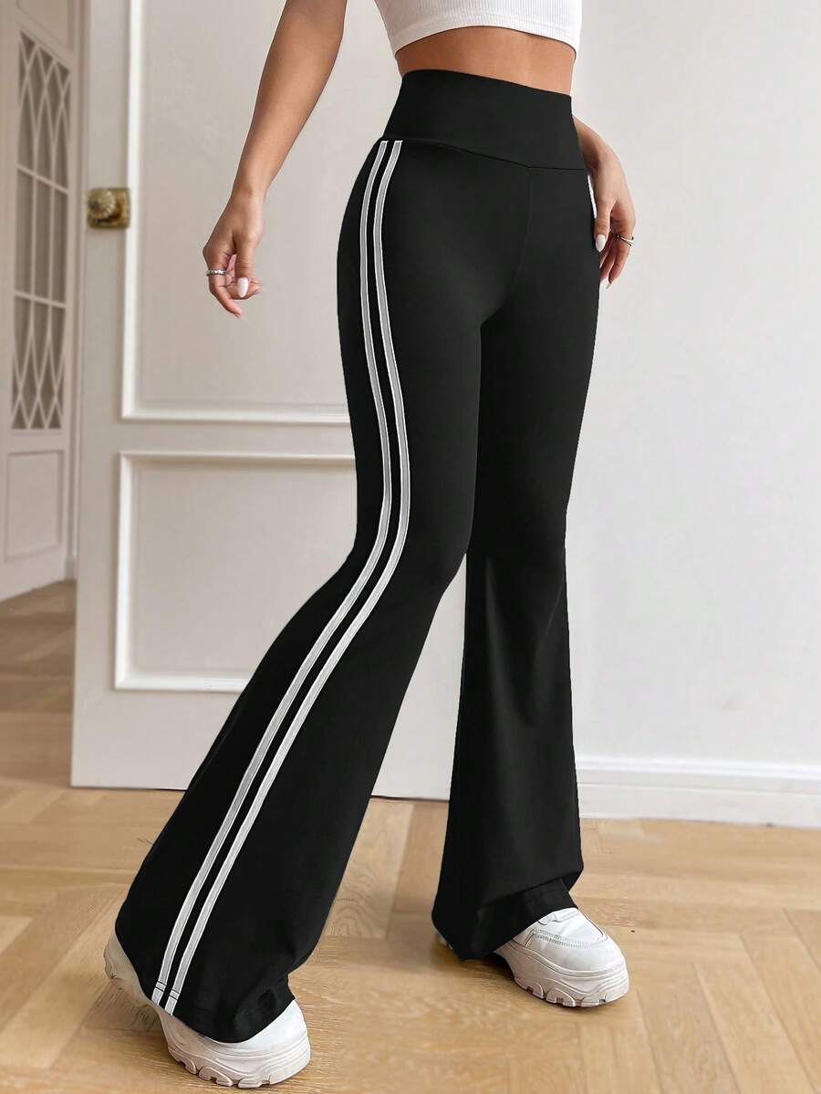 SHEIN Tween Girl American Style Casual Striped Green Pants SHEIN EUQS