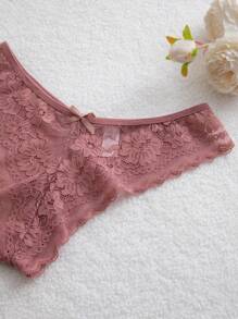 SHEIN 7 件套优雅蕾丝蝴蝶结装饰三角裤，多色内衣 - 彩色 - 查看 8