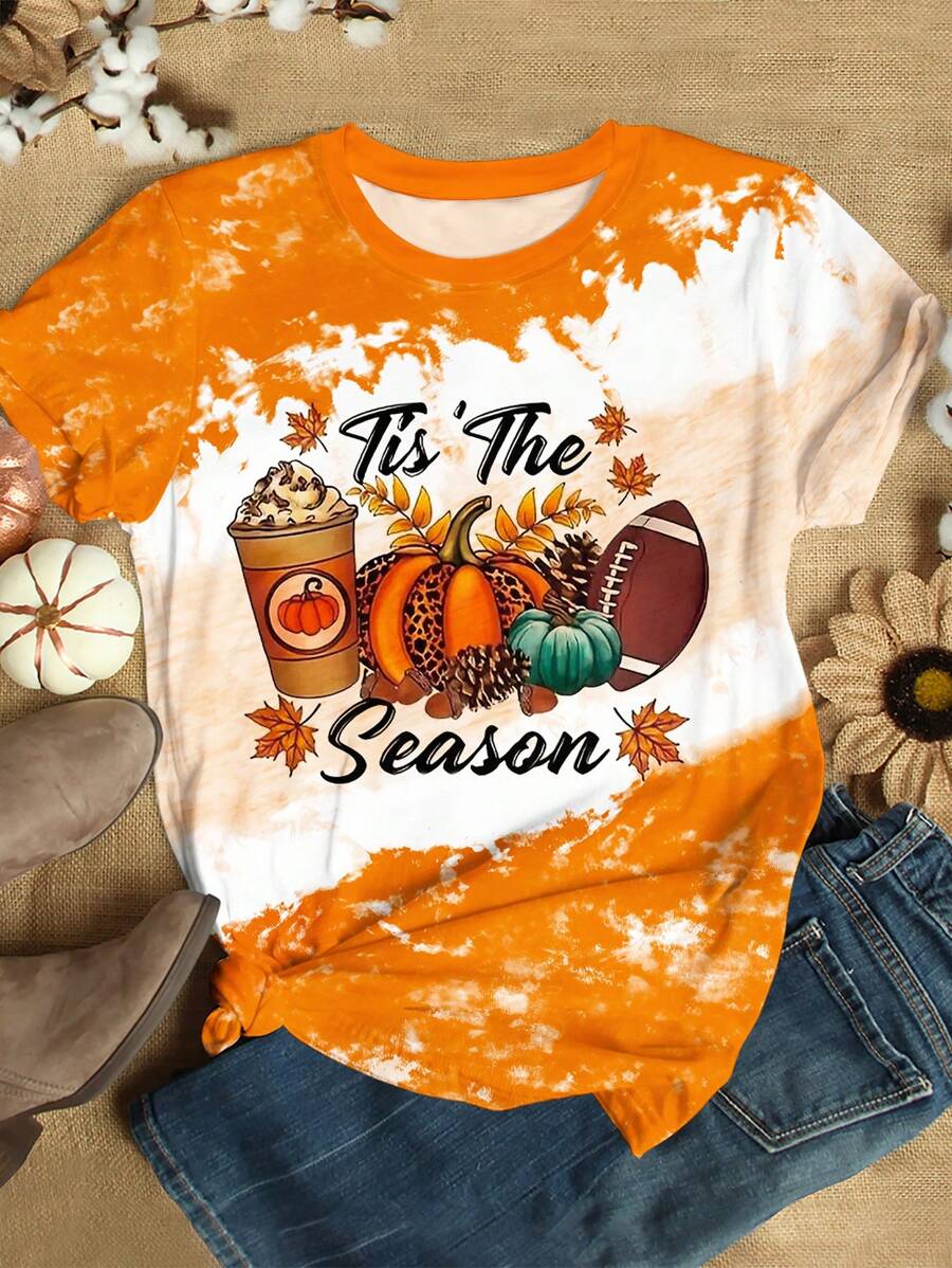 SHEIN LUNE 大码女款本季扎染圆领 T 恤 - 彩色 - 查看 1