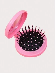 ROMWE Kawaii 可爱粉色蝴蝶结气垫梳，便携式塑料头发按摩刷，旅行折叠按摩梳 - 粉色 - 查看 4