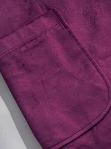 Manfinity Mode 男士休闲纯色西装外套 - 酒紅色 - 查看 5