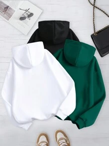 INAWLY Sudadera con capucha para mujer con cordón, sudadera casual de unicolor básico de manga larga, para graduación, maestros, regreso a la escuela en otoño - Multicolor - Ver 2