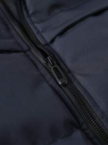 Manfinity Homme Abrigo con capucha acolchado, bolsillo con solapa y cordón ajustable para hombre, estilo holgado