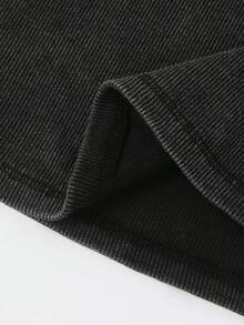 ROMWE Grunge Punk Damen Camisole Top Mit Eng Anliegendem Rippstrick Und Coolen Straßen-stil Spinnen- & Slogan Druck Im Schmutzigen Schnee-look