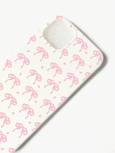 Kawaii 1pc Cute Pink Polka Dot Bow And Heart Pattern Phone Case