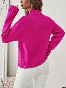 SHEIN LUNE Dames ronde hals lange mouw modieuze dagelijkse casual effen kleur minimalistische stijl trui