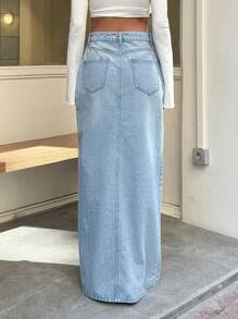 SAIA MAXI FEMININA SAIA CINTURA ALTA - Lavagem Média - Ver 2