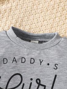 Baby Girl Crew Neck Long Sleeve Letter Print Casual Fashionable Sweatshirt