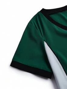 TaskEZ V-Neck Short Sleeve Pocket Color Block Minimalist Work Uniform Scrub Top For Staff - Multicolor - View 4