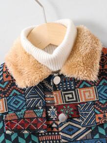 SHEIN Explorewe 1pc Young Boy Casual  Patterned Jacket, Suitable For Daily Wear And Keeping Warm In Autumn/Winter - Multicolor - View 5