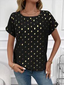 EMERY ROSE Áo cánh dơi họa tiết da báo cho nữ, mùa hè - màu đen - Xem 6